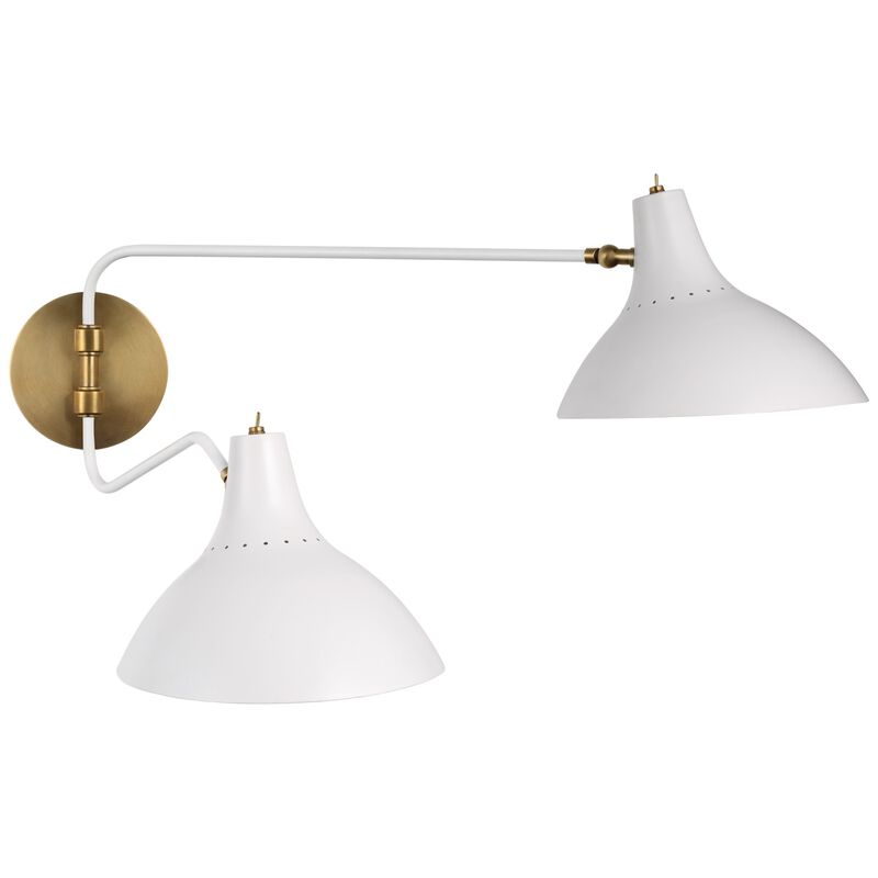 Charlton Medium Double Wall Light in White