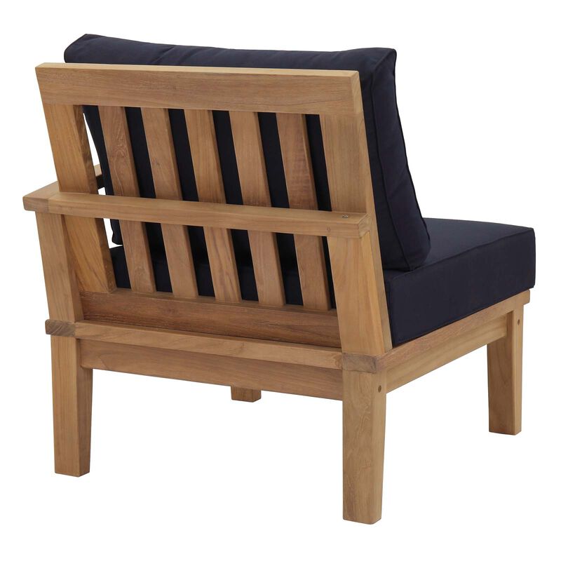 Modway - Marina Outdoor Patio Teak Right-Facing Sofa Natural Navy