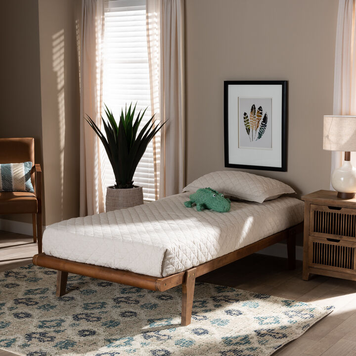 Baxton Studio Kaia  Walnut Brown Finished Wood Twin Size Platform Bed Frame