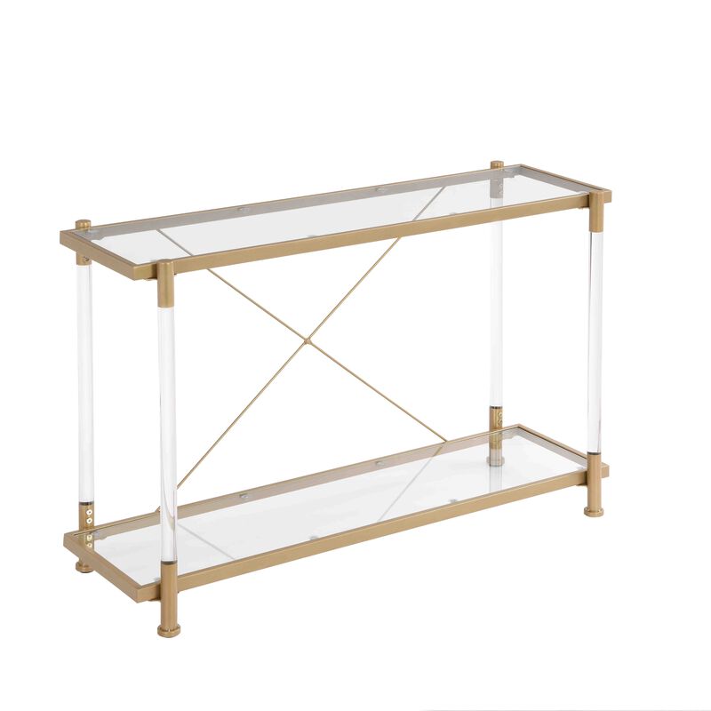 43.31'' Glass Sofa Table: Acrylic Side Console for Living Room & Bedroom - Elegant and Versatile Furniture Piece