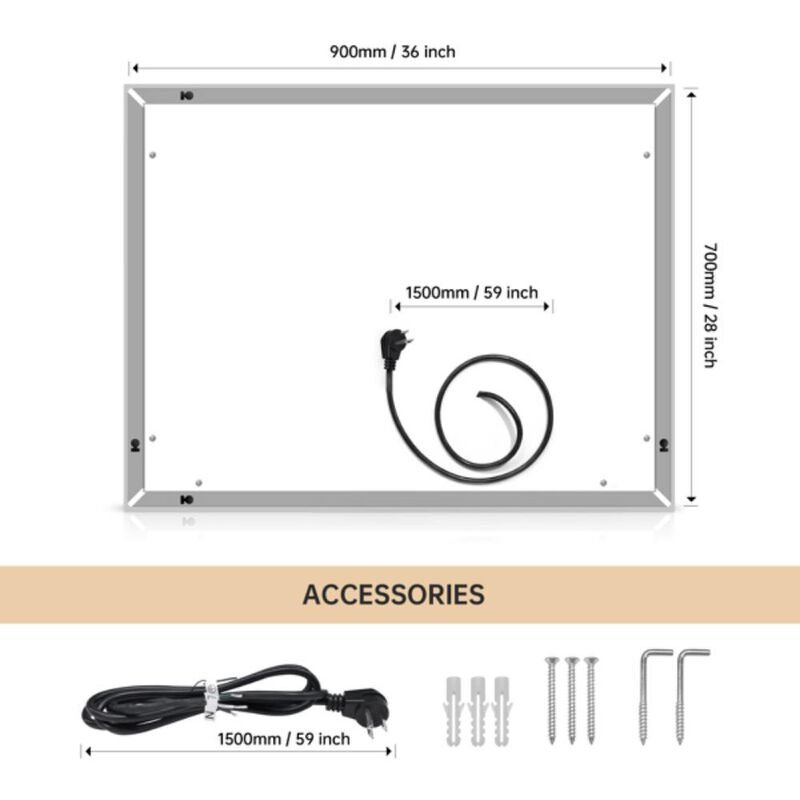 LED Bathroom Mirror Touch Button Control with Dimmable & Anti-Fog Features
