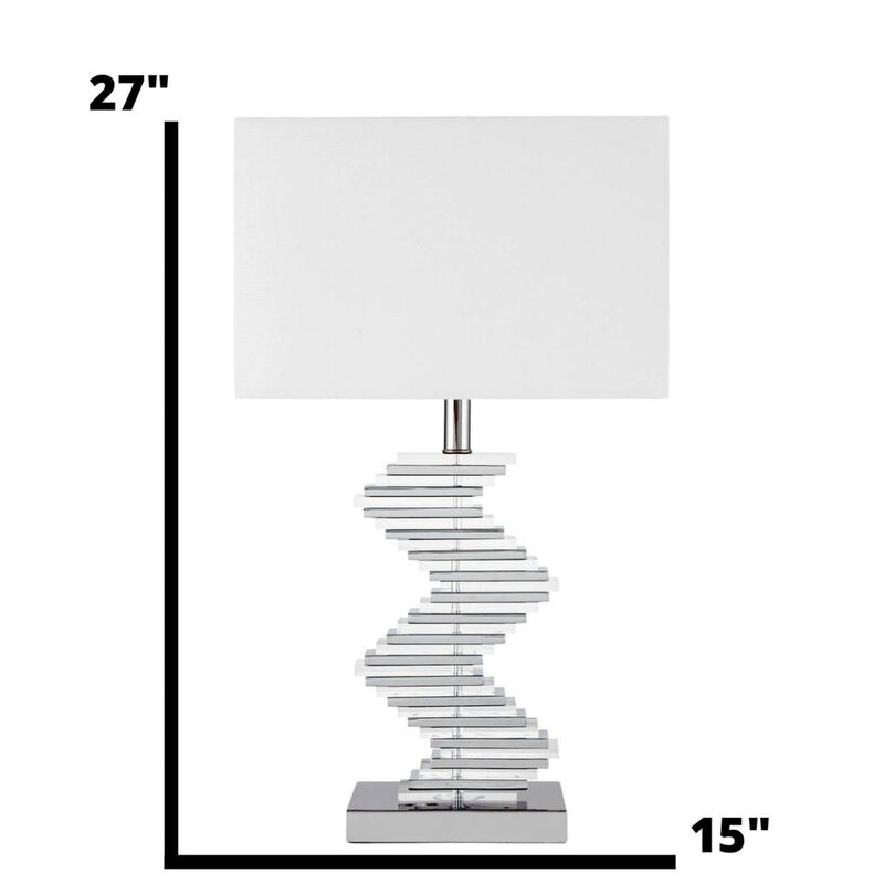Two Tone Paved Table Lamp Chrome Metal LED Light