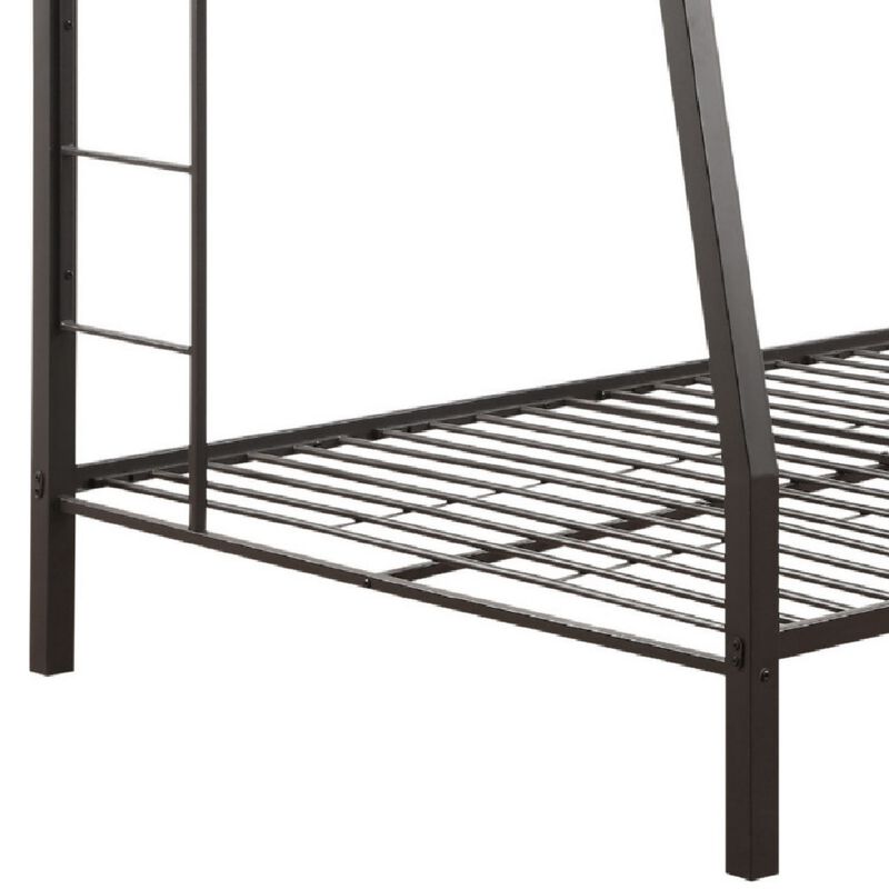 Metal Full XL/Queen Bunk Bed, Black Sand-Benzara