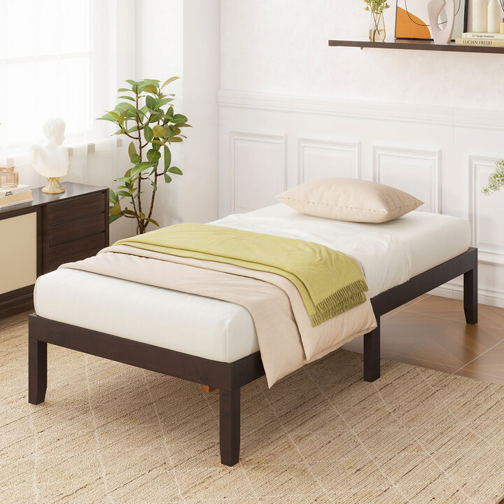 Platform Bed Frame with Wooden Slats Support for Sturdy Mattress Foundation and Modern Bedroom Style