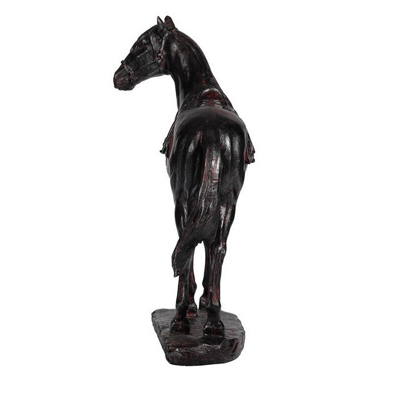 Don 10 Inch Horse Figurine Sculpture, Handmade Table Accent Brown Polyresin-Benzara