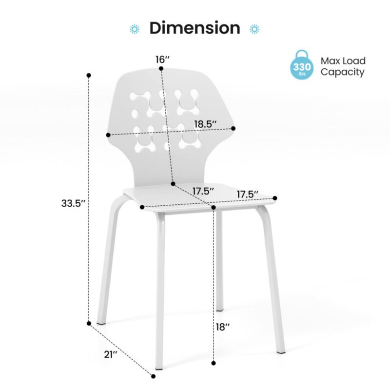 Hivvago Set of 4 Metal Dining Chair with Hollowed Backrest and Metal Legs