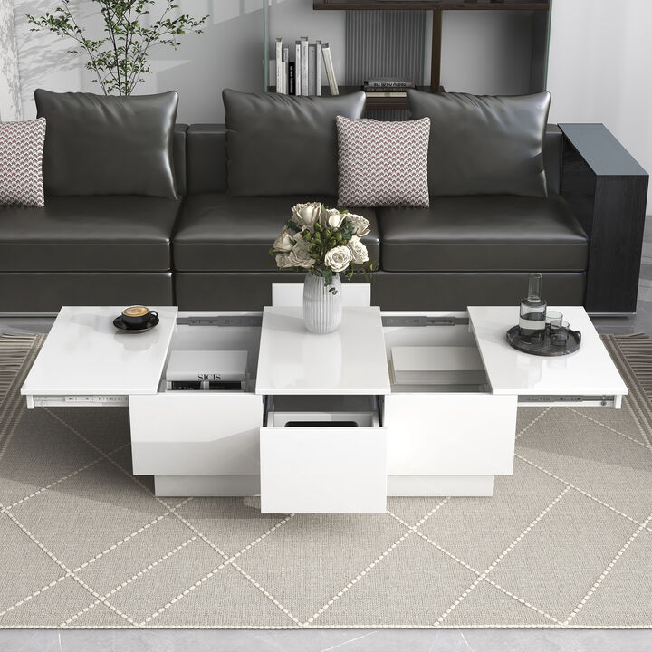 Merax Coffee Table Extendable Cocktail Table with 2 Drawers