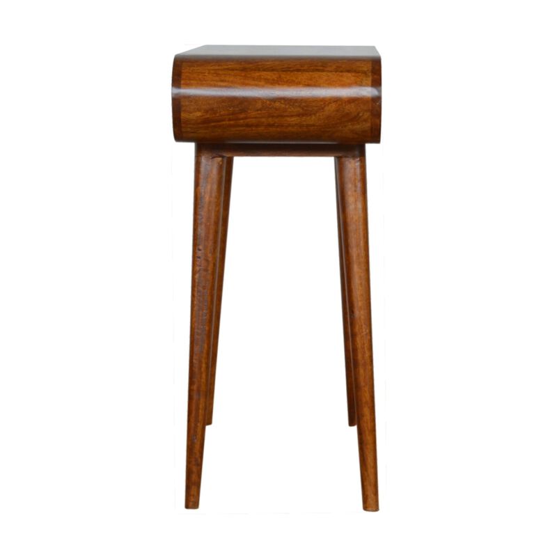 Solid Wood 2 Drawer Chestnut Curved Edge Console Table