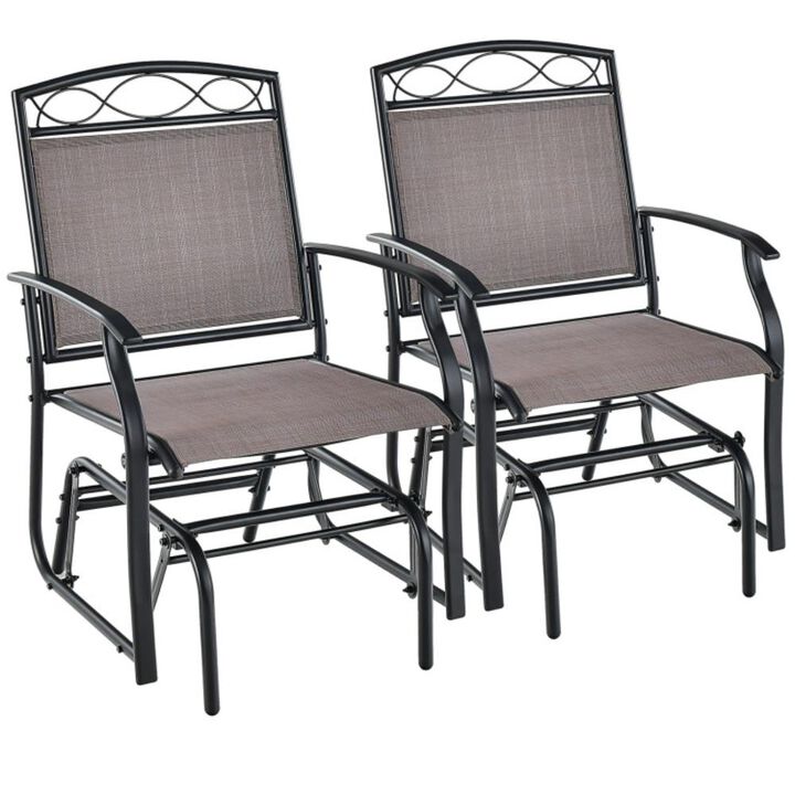 Hivvago Set of 2 Outdoor Metal Glider Armchairs with Weather-resistant Fabric