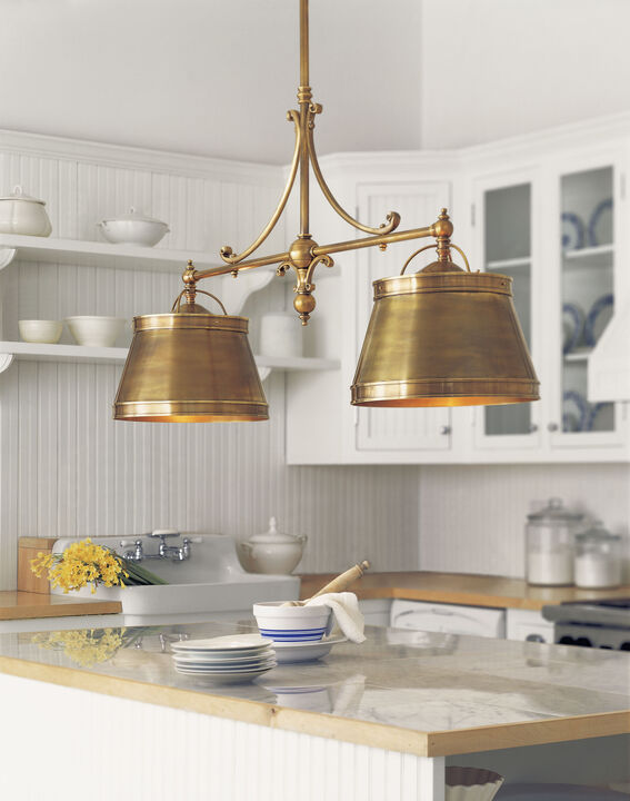 Sloane Double Shop Pendant in Antique-Burnished Brass