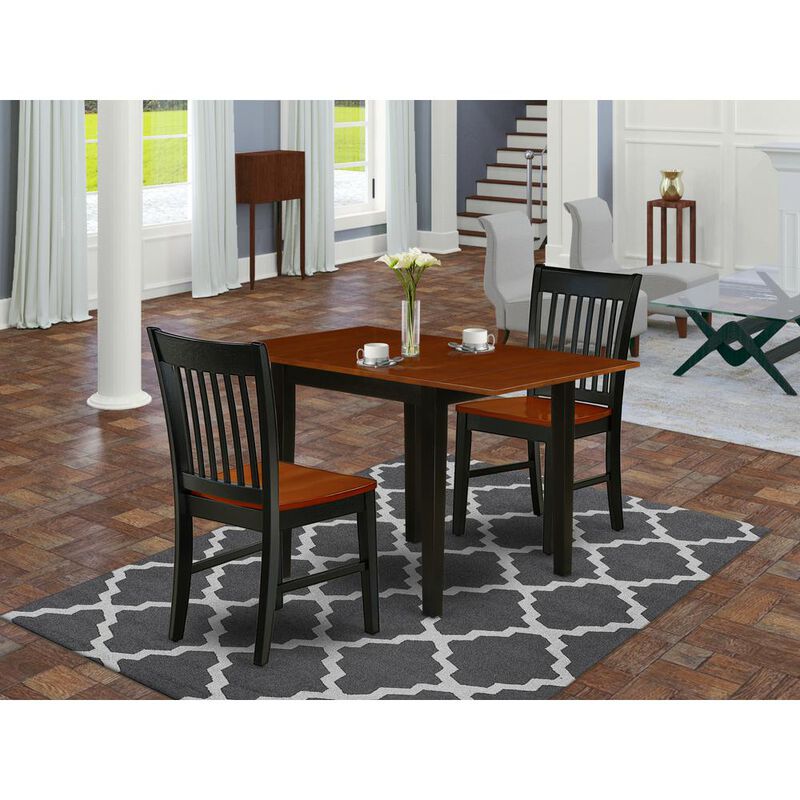 East West Furniture Dining Room Set Black & Cherry, NDNO3-BCH-W