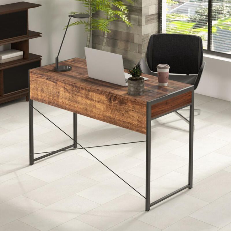 Hivvago 2-Drawer Home Office Desk with Steel Frame
