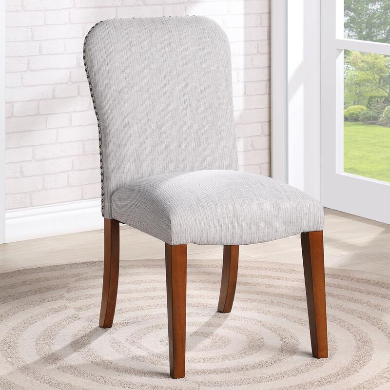 Salina Sea Oat Dining Chair in Performance Fabric with Nail Heads - set of 2