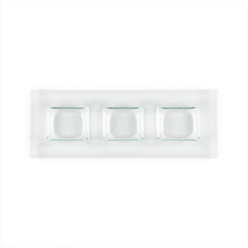 Glass Dinnerware 12.25" x 4" Rectangular Clear Glass Sectional Plate (Set of 2)