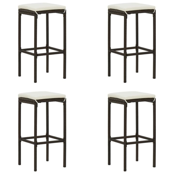 vidaXL 5 Piece Garden Bar Set with Cushions Poly Rattan Brown