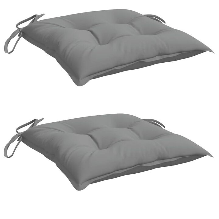 Kia Outdoor Cushion For Set of 2, Square Gray Oxford Fabric - Benzara