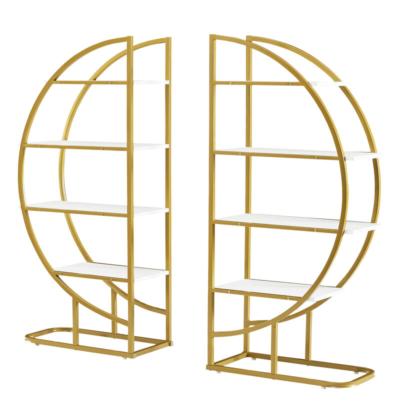 Merax 4 Tiers Golden Home Office Open Bookshelf Flexible Bookcase