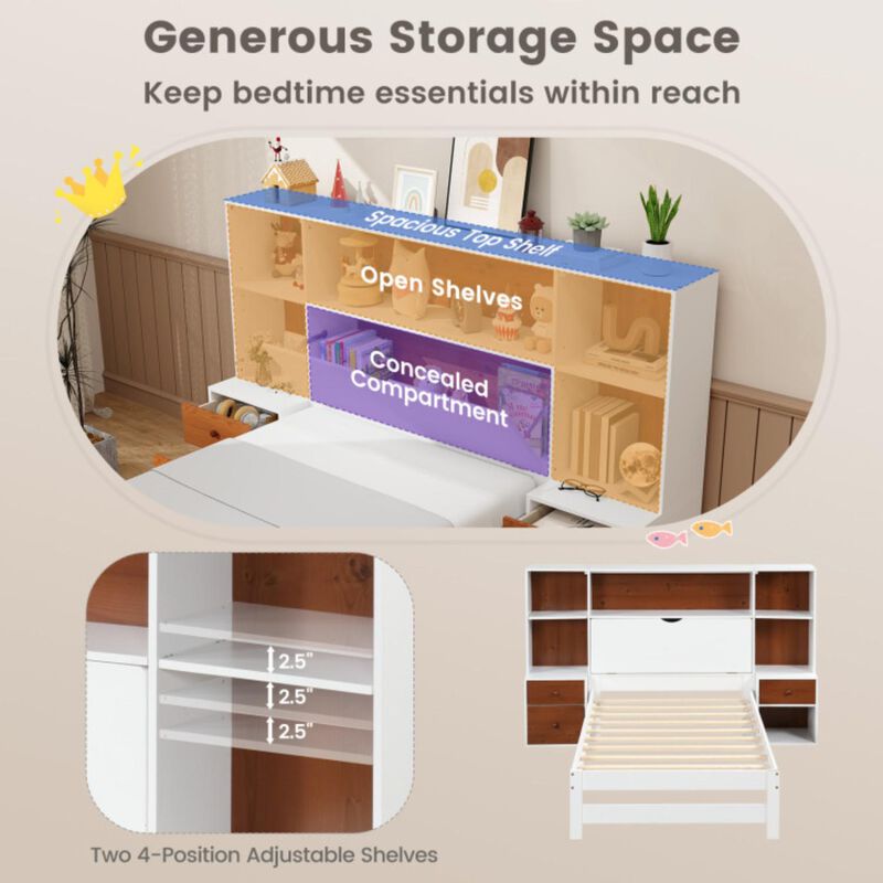 Hivvago Bed Frame with Storage Headboard and Nightstands