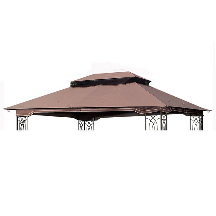13 X 10FT Patio Double Roof Gazebo Replacement Canopy Top Fabric