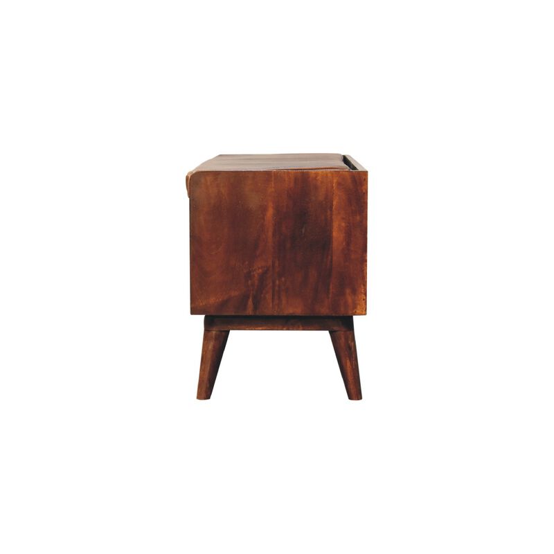 Artisan Furniture Chestnut Bench with Brown Leather  Solid Wood Seatpad