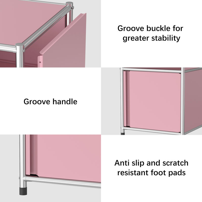 Mega Casa Metal Nightstand Side Table Pink