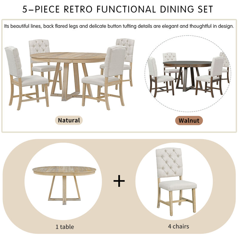 Merax 5-Piece Retro Functional Dining Set
