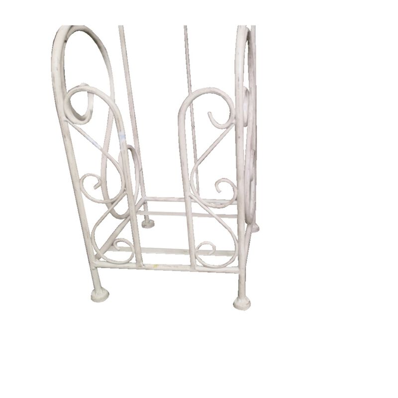 Benzara Classic Free standing Metal Toilet Paper Holder, Off White-Benzara