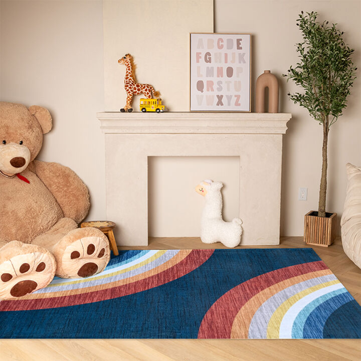 Soft Steps Playtime Kids Rainbow Soft Playmat Pink Cream Indoor Soft Area Rug