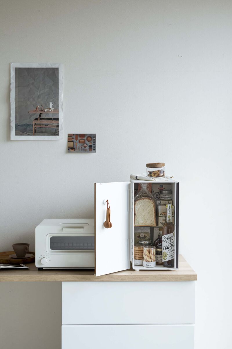 Bread Box - Tall, White & Wood