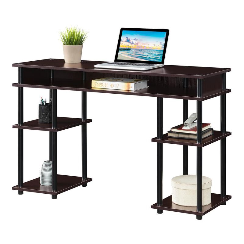 Convenience Concepts Designs2Go No Tools Student Desk with Shelves, Espresso/Black