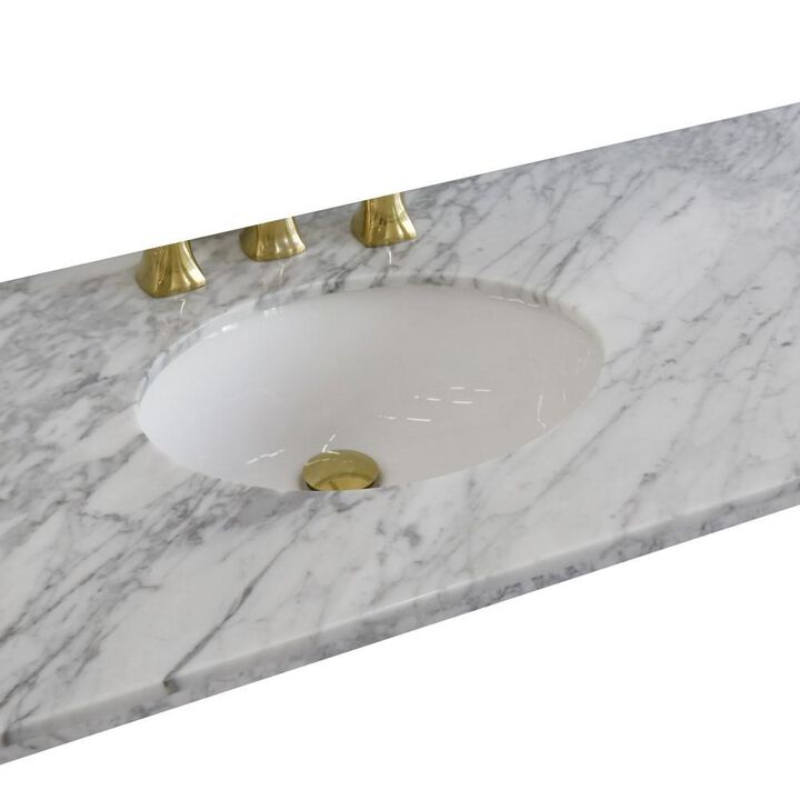 BELLATERRA HOME LLC 43 White Carrara countertop and Single Oval left sink