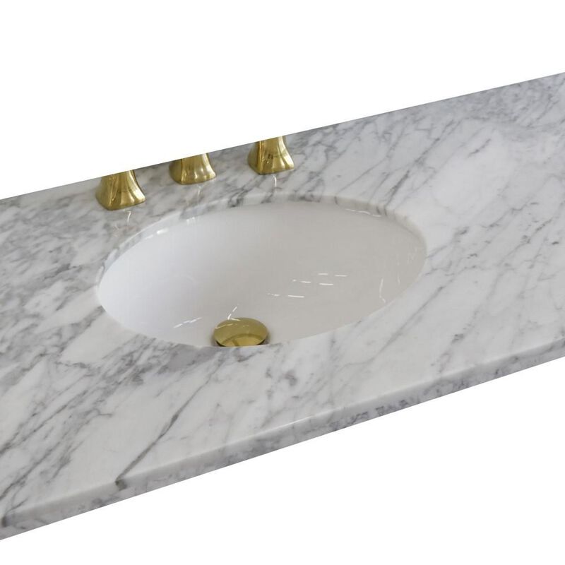 BELLATERRA HOME LLC 43 White Carrara countertop and Single Oval left sink