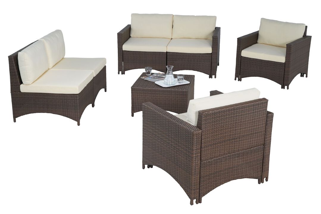 Studio Shine Collection loveseat, 2 Armchairs and 2 armless chairs and coffee table conversation set