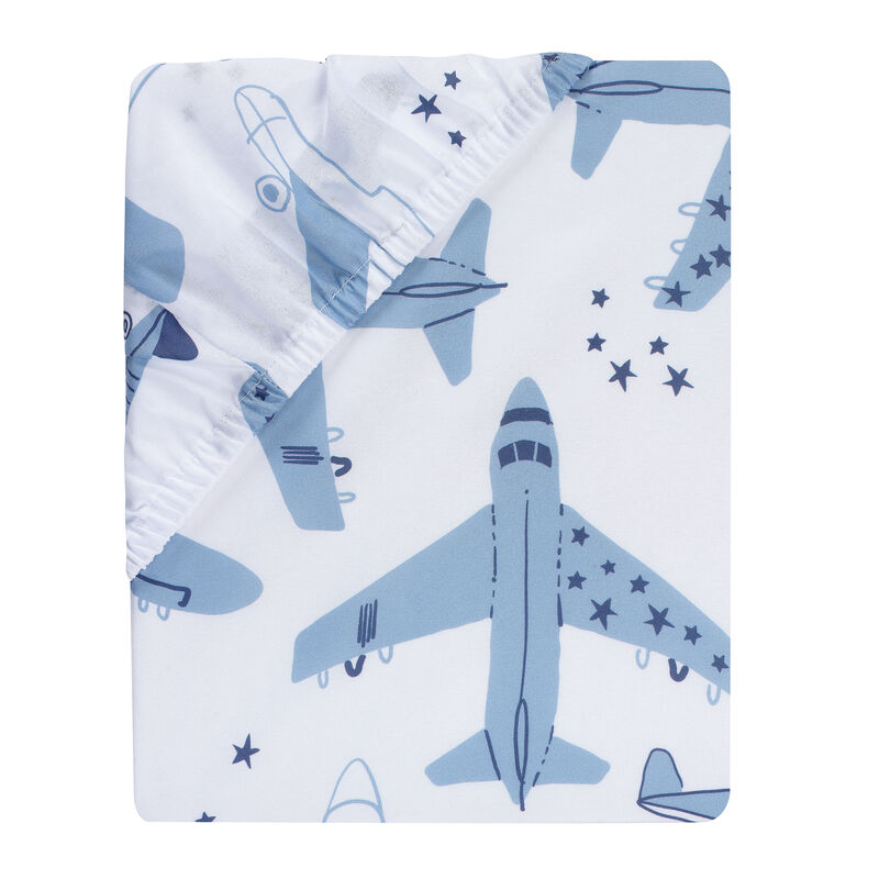 Bedtime Originals Little Aviator Airplane Baby/Toddler White Fitted Crib Sheet