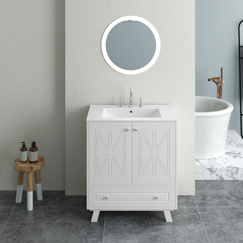 Gewnee Bathroom vanity, bulewhite, White
