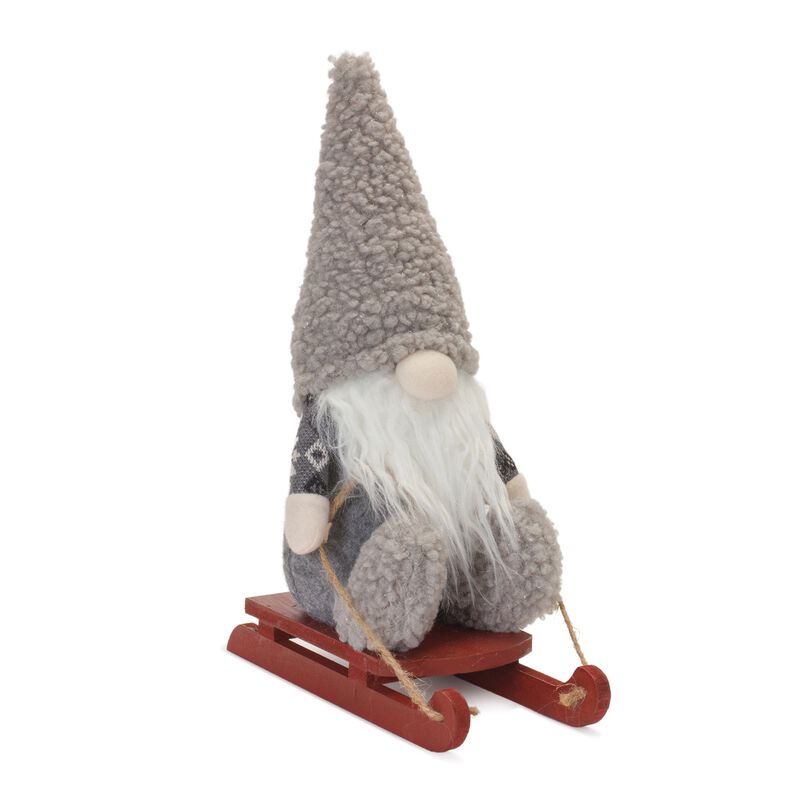 Gnome on Sled for Fun Holiday Decor and Christmas Festive Display (Set of 2)