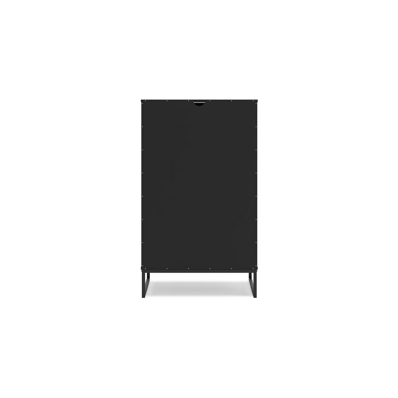 Alli Tall Dresser Chest, 5 Drawers, Matte Black, Metal Base, 51 Inch - Benzara