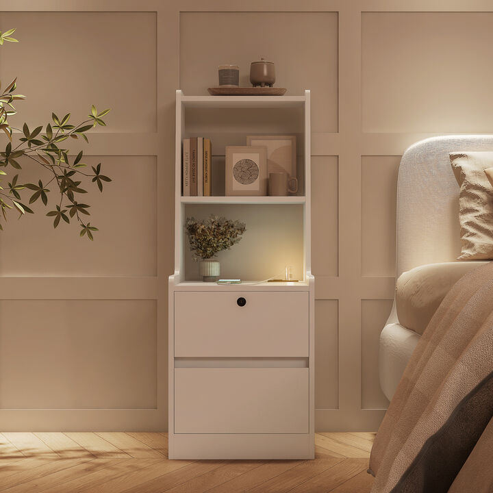 Streamdale Locking Nightstand with Charging and Storage