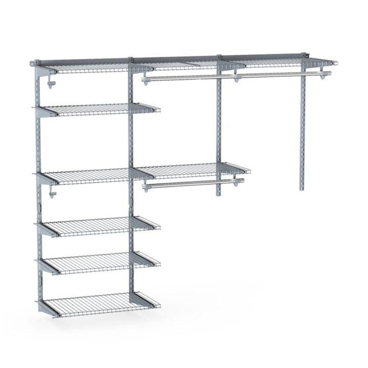 Hivvago Adjustable Closet Organizer Kit with Shelves and Hanging Rods for 4 to 6 Feet