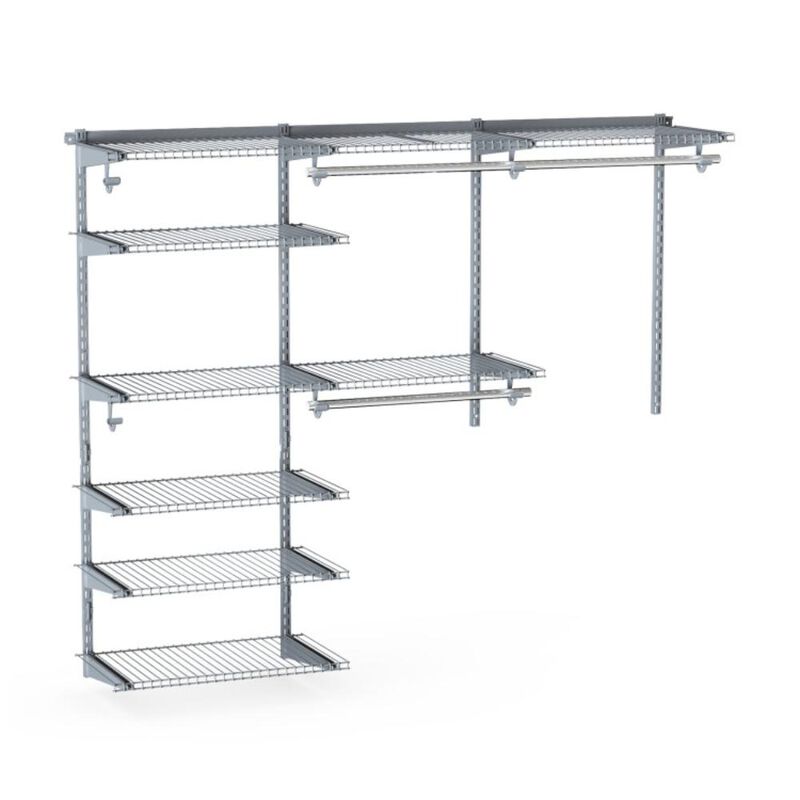 Hivvago Adjustable Closet Organizer Kit with Shelves and Hanging Rods for 4 to 6 Feet