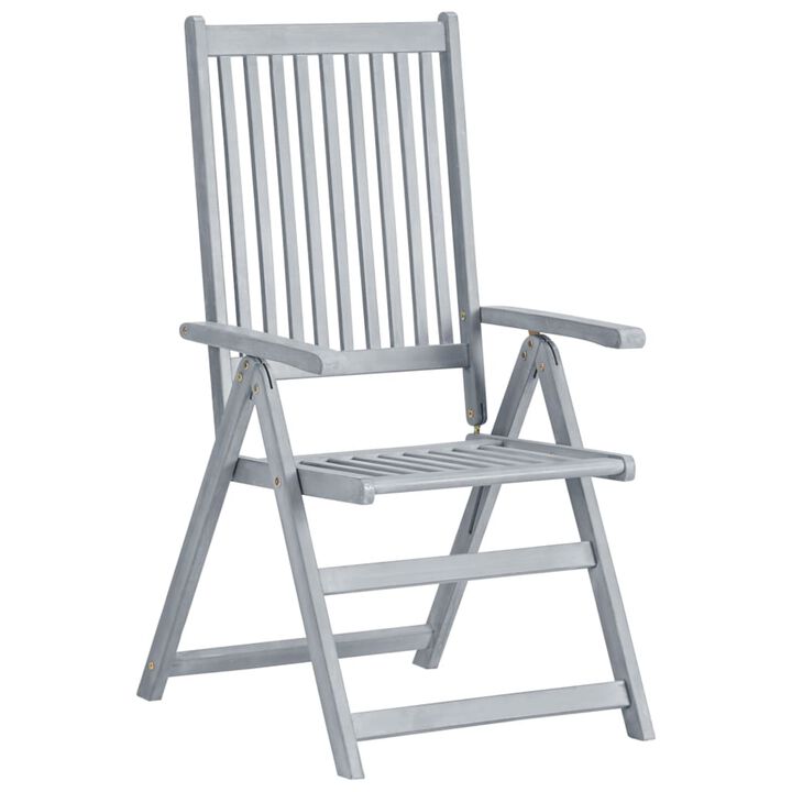 vidaXL Garden Reclining Chairs 3 pcs Gray Solid Acacia Wood