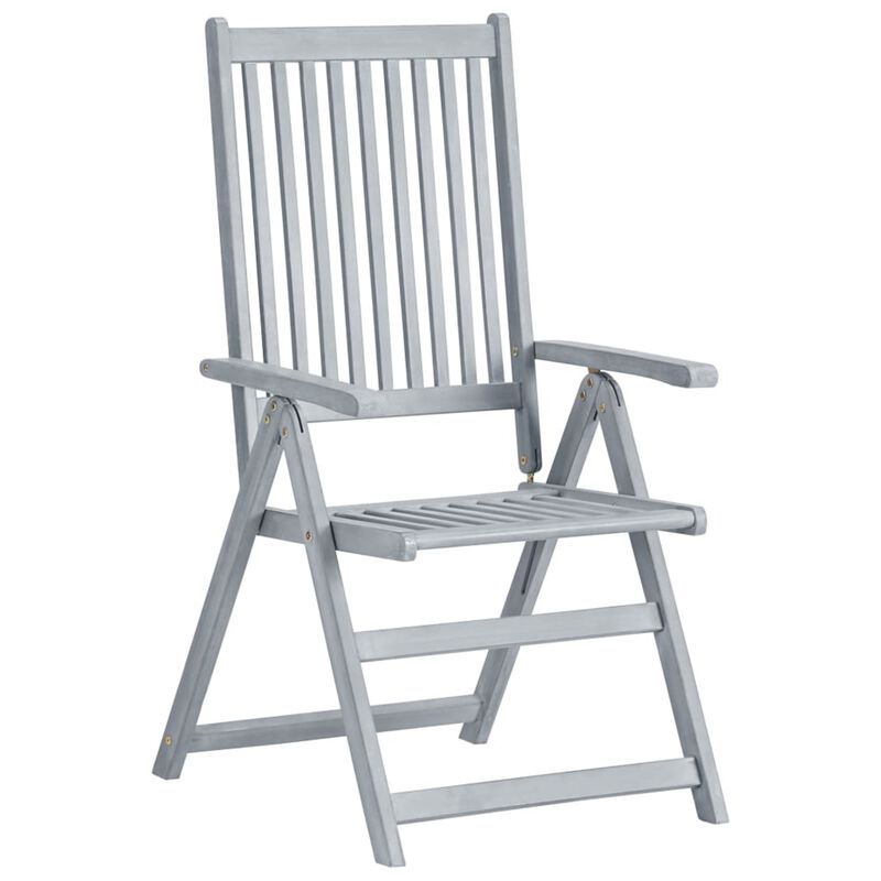 vidaXL Garden Reclining Chairs 3 pcs Gray Solid Acacia Wood