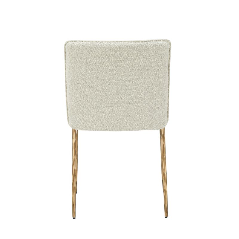 Cid Abby 19 Inch Side Dining Chair, Off White, Brass Gold Finished Legs - Benzara