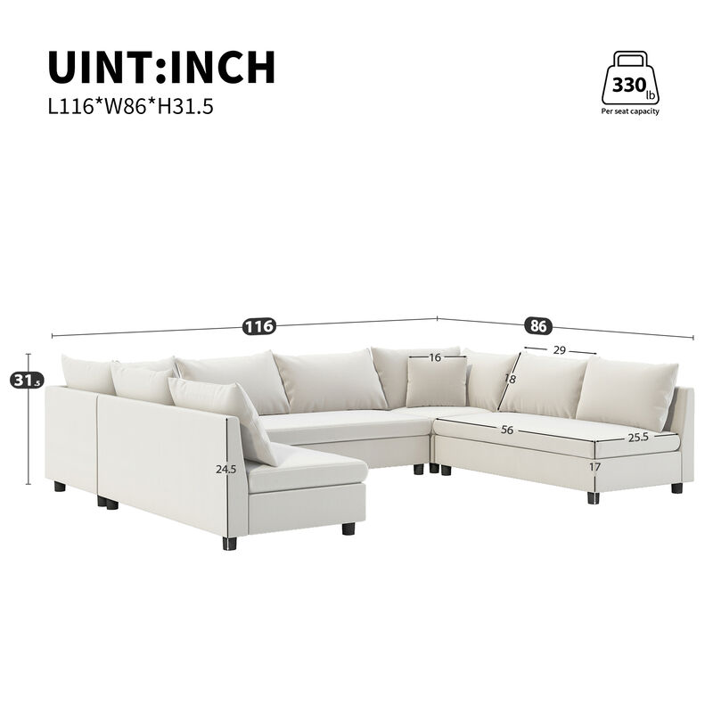 Merax Modular Chenille Sectional Sofa Convertible Sofa for Living Room
