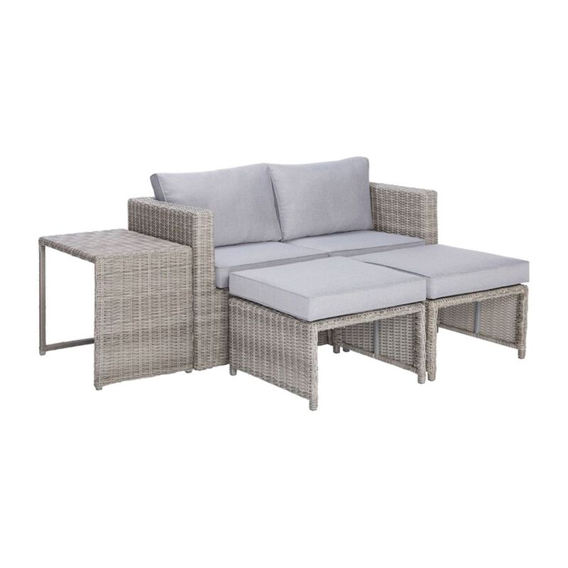 5pc Chairs with Table and Stools Outdoor Patio Set - 30" - Gray