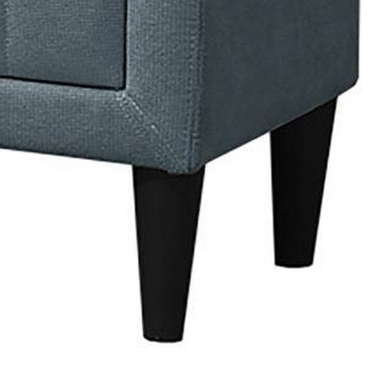 Rheo Nightstand, 2 Drawer, 22 Inch Slate Gray Brushed Linen Upholstery - Benzara