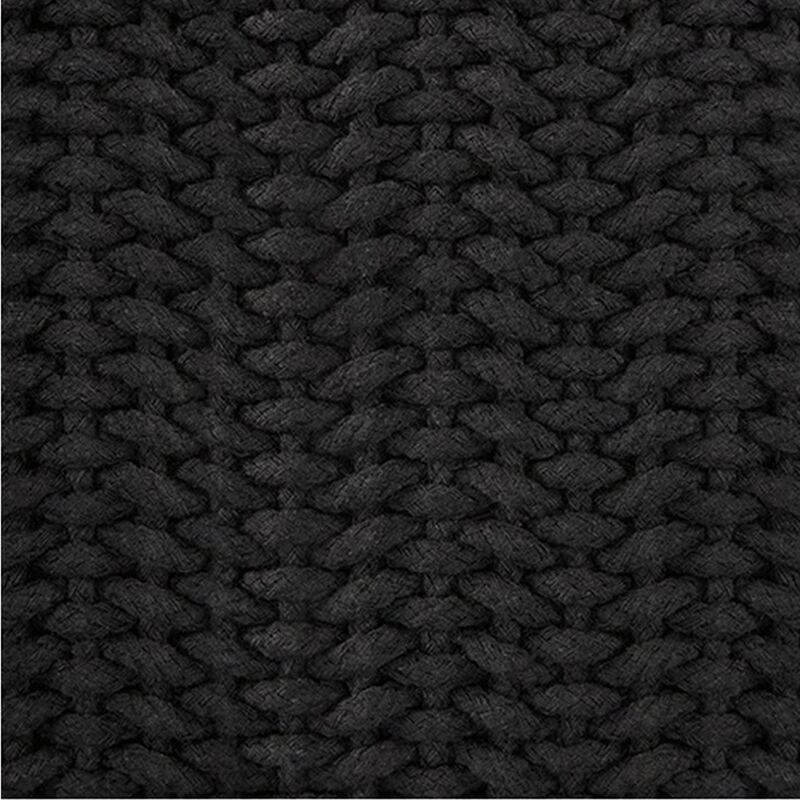 Rene Square Accent Throw Pillow, 20 Inch, Black Handwoven Design - Benzara