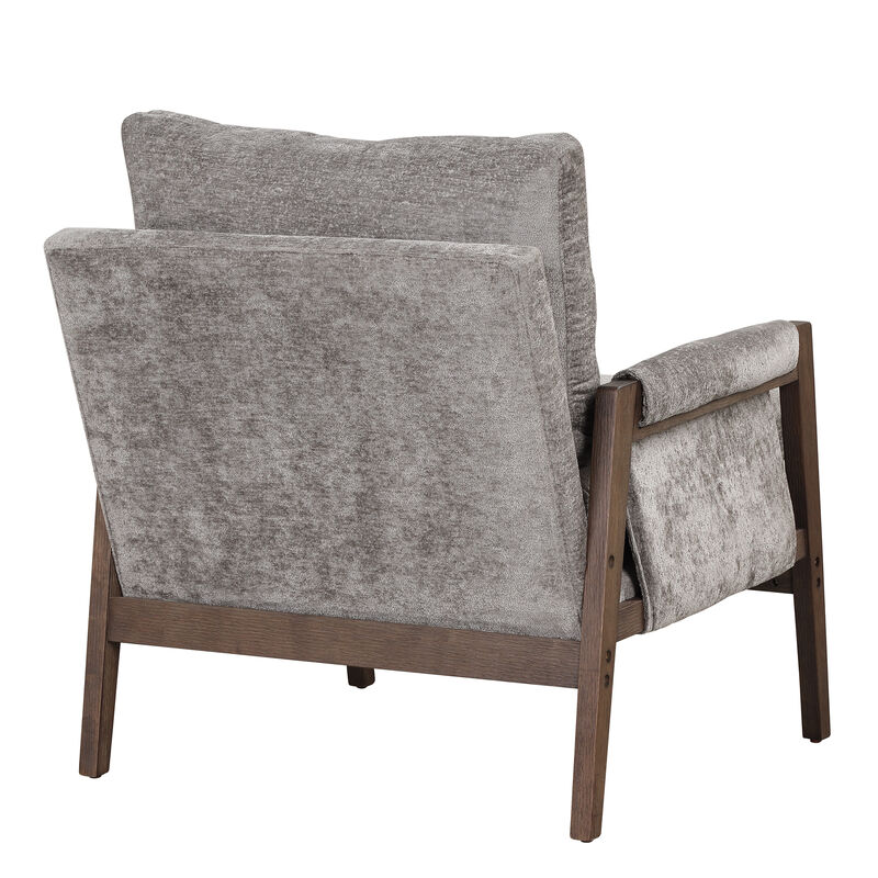 Mid-Century Modern Velvet Accent Chair,Leisure Chair with Solid Wood and Thick Seat Cushion