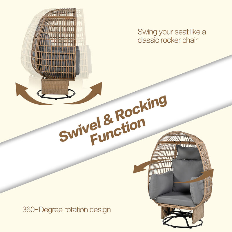 Merax Egg-shape Outdoor Swivel Chair with Cushions