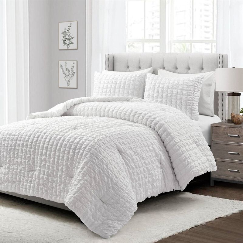 Crinkled Textured 3 Piece Comforter Set – Stylish Bedding Set with Soft Feel